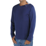 Men’s Crew TShirt with Opening on Shoulder in Organic Pima
