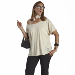 One Size short sleeve Maxi top tshirt organic pima cotton slowfashion quality sand