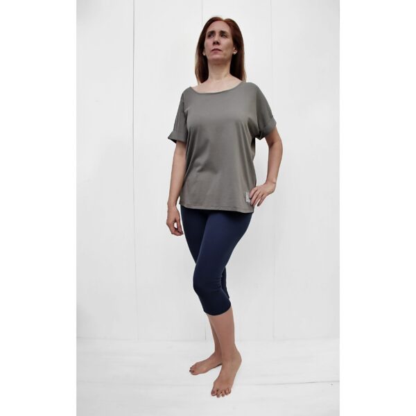 One Size short sleeve Maxi top tshirt organic pima cotton slowfashion quality grey taupe