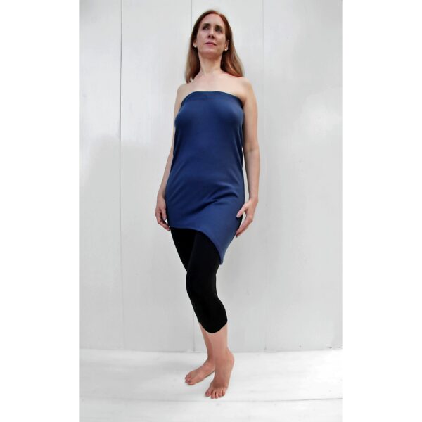 one size skirt top diagonal organic pima cotton slowfashion quality blue