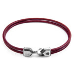 Bordeaux Red Cromer Silver and Round Leather Bracelet