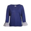 Blue Ruffle-trimmed silk / cashmere top