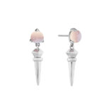 Bones long earrings with sheer pink Chalcedony