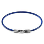 Azure Blue Talbot Silver and Round Leather Bracelet