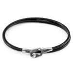 Raven Black Tenby Silver and Round Leather Bracelet