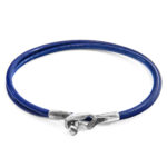 Azure Blue Tenby Silver and Round Leather Bracelet