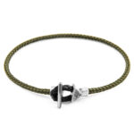 Khaki Green Cullen Silver and Rope Bracelet