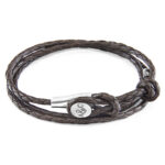 Dark Brown Dundee Silver and Braided Leather Bracelet