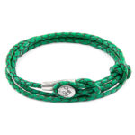 Fern Green Dundee Silver and Braided Leather Bracelet