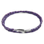 Grape Purple Liverpool Silver and Braided Leather Bracelet