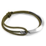 Khaki Green Hove Silver and Rope Bracelet