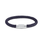 Round Leather Braid Bracelet with Silver-Tone Hardware-Summit