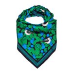 Silk scarf with blueberries and birds