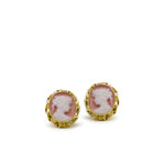 Gold-plated Pink Mini Cameo Stud Earrings