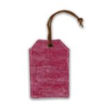 Salavaged fabric Luggage tag- Pink velvet