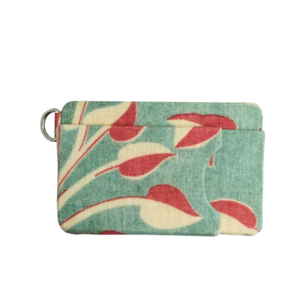 cream and red leaf print wallet