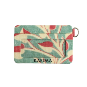 sustainable cream and red leaf print wallet