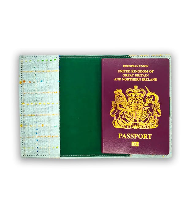 Linton Tweeds Passport Holder- Pastel blue - Kapdaa-The-Offcut