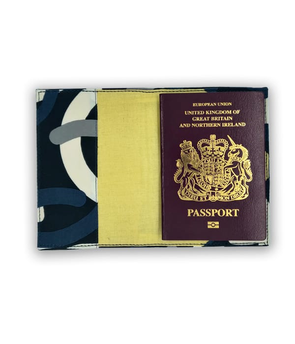 Salavaged fabric Passport Holder- Blue - Kapdaa-The-Offcut
