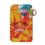 Card Wallet – Floral Print – Orange and Blue