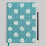 Doodle Journal – Ivory Button Pattern on Pastel Turquoise Blue Base
