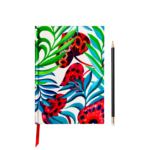 Doodle Journal – Tropical Foliage Print – Green – Red – Blue on Off-White