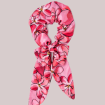 Kid’s Bow Scrunchy – Pink Florals On Powder Pink