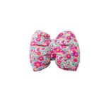 Pet Bow Tie – Fuchsia And Pink Floral Calico On Off White Base