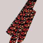 Skinny Scarf – Red Orange Yellow And Green Hearts On Black