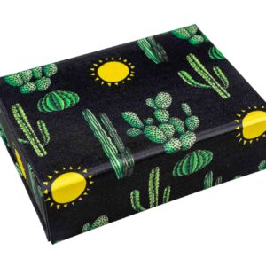 Sustainable Collapsible Box Cactus Print On Black