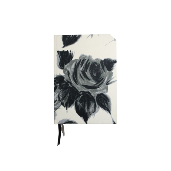 Sustainable A5 Floral Journal Black Roses On White