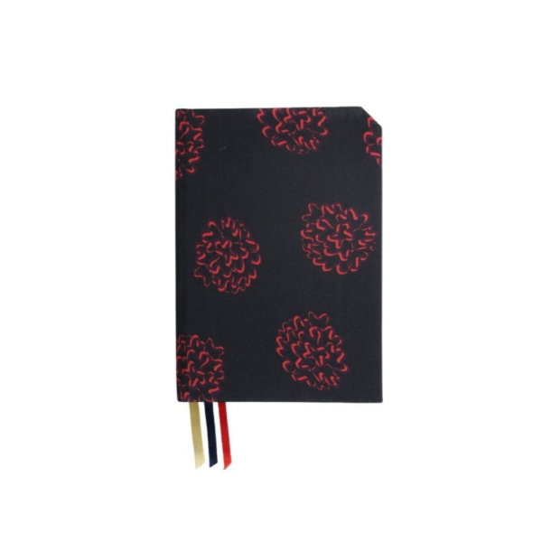 Floral Journal Red Flower Pattern on Black