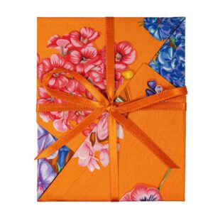 Sustainable Christmas Cards Pink and Purple Floral Print on Orange
