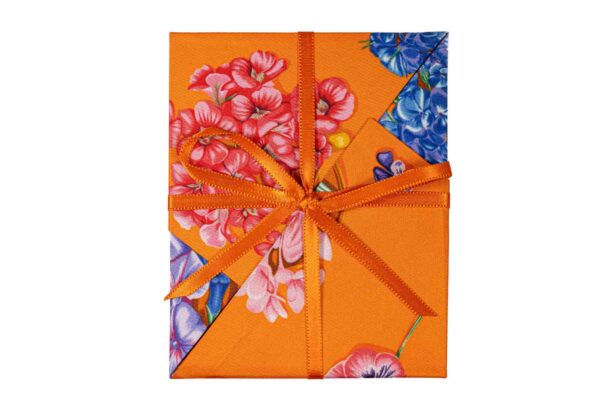 Sustainable Christmas Cards Pink and Purple Floral Print on Orange