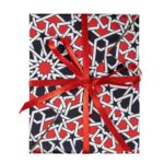 Sustainable Christmas Cards – White, Black and Red Geometric Print