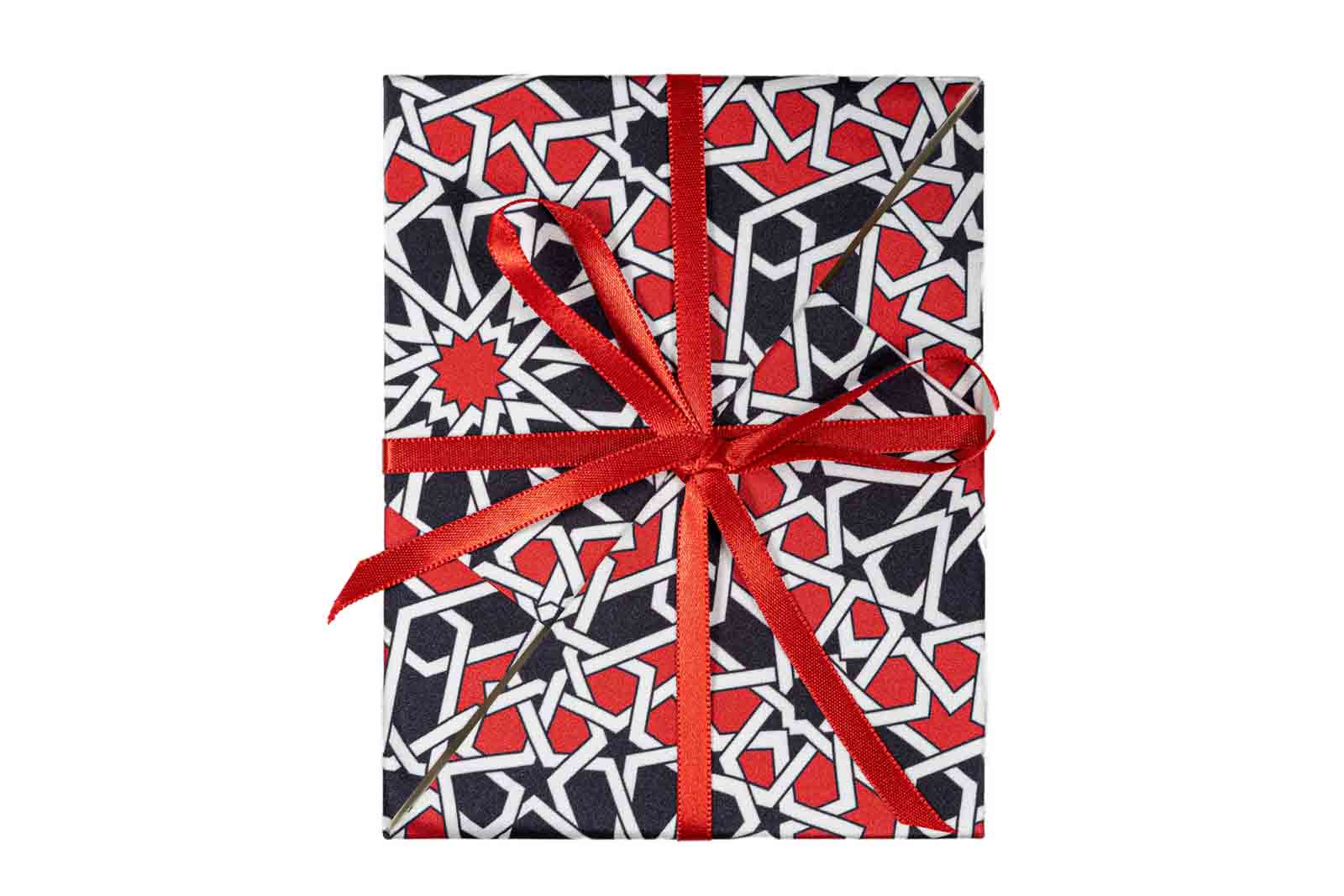 Sustainable Christmas Cards White Black and Red Geometric Print