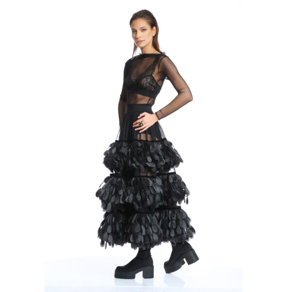 Bottom-Feather-Cover-Volume-Dress