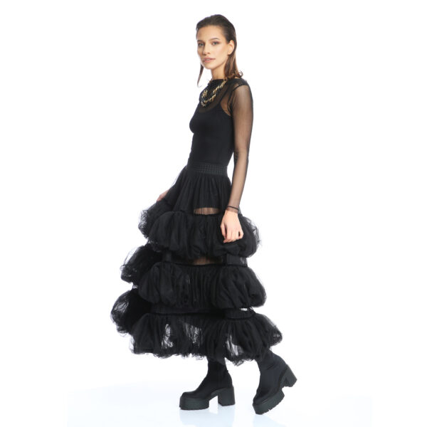 Full length Volumetric Black Dress