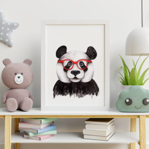 Panda wearing red glasses print
