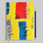 Trendlistr – Doodle Journal – Electric Yellow Base With Red – Blue – Grey and Black Glitch Pattern