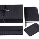 Sustainable Gift Set for Him and Her – Navy Blue and White Pinstripe