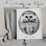 Personalized Baby Hedgehog Footprint Kit, A3 or A4 format