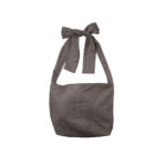 Tote Bags – Tie Up Bag  – Woven Off White And Brown Herringbone Pattern