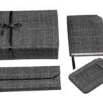 Sustainable Gift Set for Him and Her – Grey Tartan Print on Wool