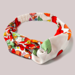 Women’s Dual Pattern Knot Headband – Red Orange Green And Yellow Hearts On White