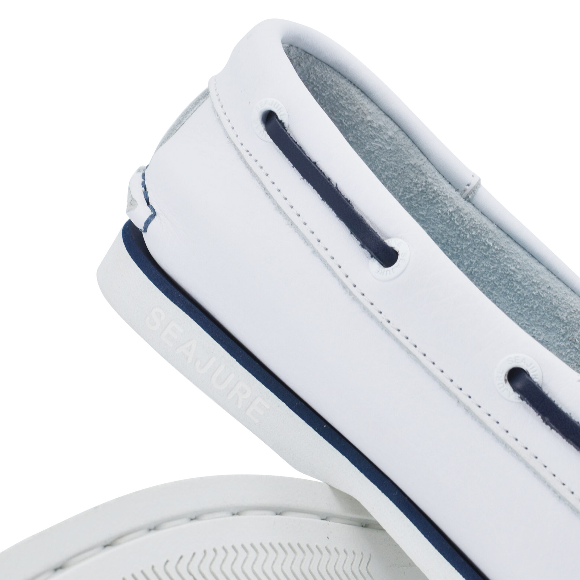 Zapatos Náuticos Seajure Sauvage Cuero Blanco y Azul Marino 