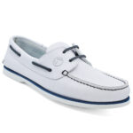 Men’s Boat Shoes Seajure Sauvage White and Navy Blue Leather