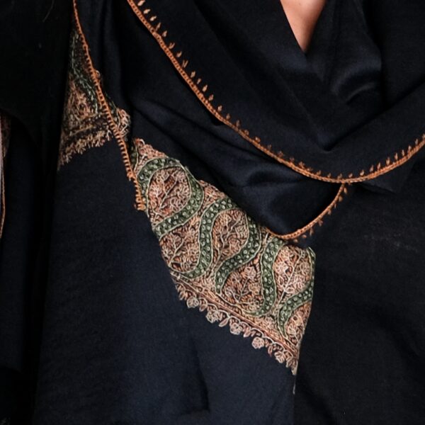 black embroidered cashmere scarf pashmina