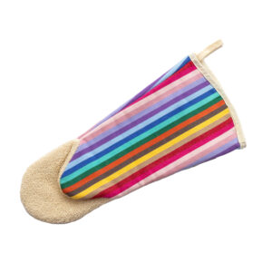 long oven glove rainbow gauntlet on white background